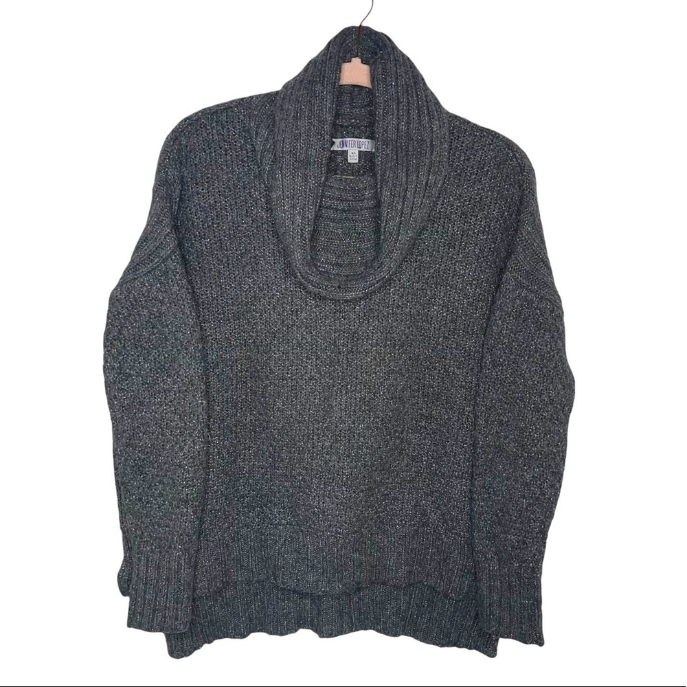 JENNIFER LOPEZ Charcoal Gray Oversized Cowl Neck Sweater XS